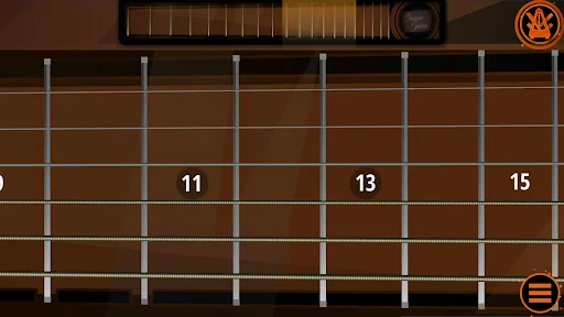 Guitar fretboard close-up displaying playable frets numbered 11, 13, and 15 with scale indicators at the top