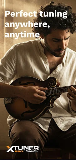 Musician holding mandolin with 