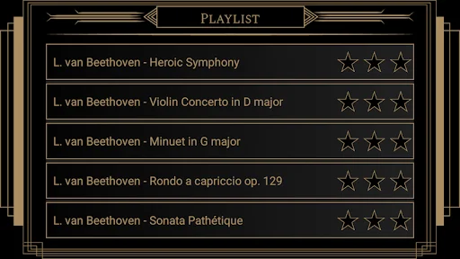 Extended Beethoven playlist featuring Heroic Symphony, Violin Concerto, Minuet in G major, and Sonata Pathetique lessons