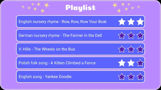 Extended playlist in Piano Lessons Kids featuring nursery rhymes, folk songs like Yankee Doodle and A Kitten Climbed a Fence